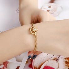 Load image into Gallery viewer, Fashion and Simple Plated Gold Crown 316L Stainless Steel Bracelet with Cubic Zirconia