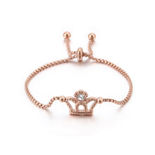 Load image into Gallery viewer, Fashion Simple Plated Rose Gold Crown 316L Stainless Steel Bangle with Cubic Zirconia