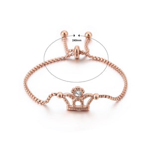 Fashion Simple Plated Rose Gold Crown 316L Stainless Steel Bangle with Cubic Zirconia