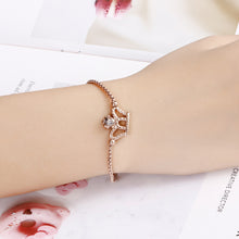 Load image into Gallery viewer, Fashion Simple Plated Rose Gold Crown 316L Stainless Steel Bangle with Cubic Zirconia