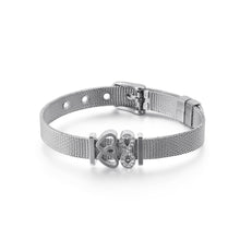 Load image into Gallery viewer, Fashion and Elegant Heart-shaped Infinity Symbol Mesh Belt 316L Stainless Steel Bracelet with Cubic Zirconia