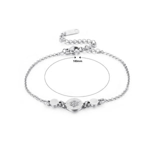 Fashion Simple Roman Numerals Geometric Round 316L Stainless Steel Bracelet with Cubic Zirconia