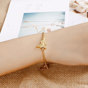 Fashion Simple Plated Gold Commander Pattern 316L Stainless Steel Bracelet