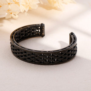 Fashion Personality Plated Black Geometric Woven 316L Stainless Steel Bangle