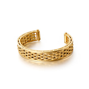 Fashion Personality Plated Gold Geometric Woven 316L Stainless Steel Bangle