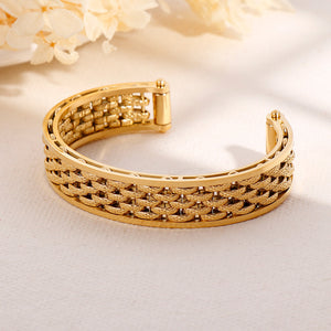 Fashion Personality Plated Gold Geometric Woven 316L Stainless Steel Bangle