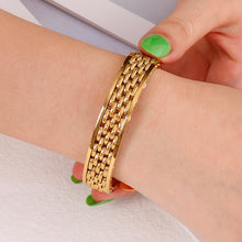 Load image into Gallery viewer, Fashion Personality Plated Gold Geometric Woven 316L Stainless Steel Bangle