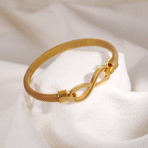 Fashion Simple Plated Gold Infinity Symbol 316L Stainless Steel Bangle