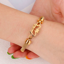 Load image into Gallery viewer, Fashion and Elegant Plated Gold Heart-shaped Mom 316L Stainless Steel Bangle