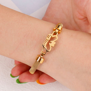 Fashion and Elegant Plated Gold Heart-shaped Mom 316L Stainless Steel Bangle