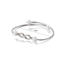 Load image into Gallery viewer, Simple and Fashion Infinity Symbol 316L Stainless Steel Bangle with Imitation Pearls