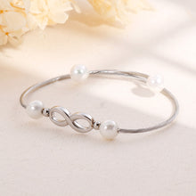 Load image into Gallery viewer, Simple and Fashion Infinity Symbol 316L Stainless Steel Bangle with Imitation Pearls