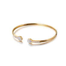 Load image into Gallery viewer, Simple Personality Plated Gold Geometric Round 316L Stainless Steel Bangle with Cubic Zirconia