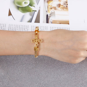 Fashion and Elegant Plated Gold Cross 316L Stainless Steel Bangle