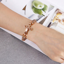 Load image into Gallery viewer, Fashion and Elegant Plated Rose Gold Cross 316L Stainless Steel Bangle