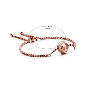 Simple and Fashion Plated Rose Gold Twelve Constellation Sagittarius Round 316L Stainless Steel Bracelet with Cubic Zirconia