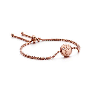 Simple and Fashion Plated Rose Gold Twelve Constellation Leo Round 316L Stainless Steel Bracelet with Cubic Zirconia