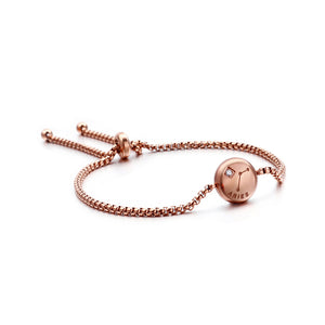 Simple and Fashion Plated Rose Gold Twelve Constellation Aries Round 316L Stainless Steel Bracelet with Cubic Zirconia