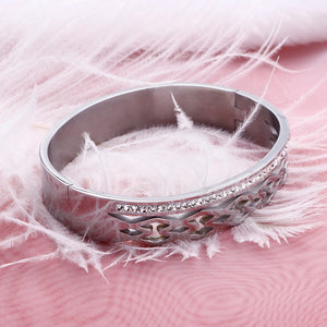 Fashion and Elegant Hollow Geometric 316L Stainless Steel Bangle with Cubic Zirconia