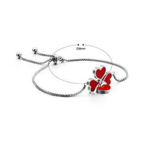 Simple and Fashion Red Four-leafed Clover 316L Stainless Steel Bracelet
