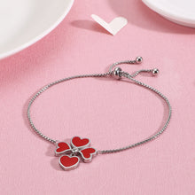 Load image into Gallery viewer, Simple and Fashion Red Four-leafed Clover 316L Stainless Steel Bracelet