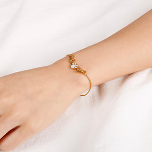 Fashion and Cute Plated Gold Dog Paw Footprint 316L Stainless Steel Bracelet with Cubic Zirconia