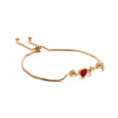 Simple and Romantic Plated Gold Heart-shaped Dog Paw 316L Stainless Steel Bracelet with Cubic Zirconia