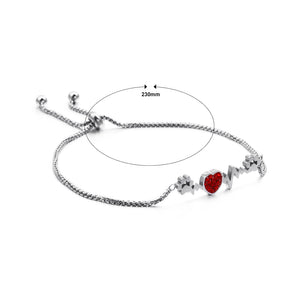 Simple and Romantic Heart-shaped Dog Paw 316L Stainless Steel Bracelet with Cubic Zirconia