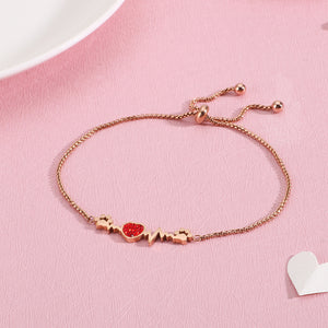 Simple and Romantic Plated Rose Gold Heart-shaped Dog Paw 316L Stainless Steel Bracelet with Cubic Zirconia