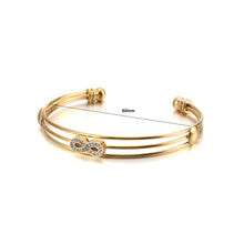 Load image into Gallery viewer, Fashion and Elegant Plated Gold Infinity Symbol Multilayer 316L Stainless Steel Bangle with Cubic Zirconia