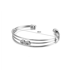 Fashion and Elegant Infinity Symbol Multilayer 316L Stainless Steel Bangle with Cubic Zirconia
