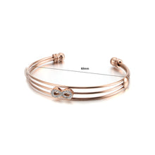 Load image into Gallery viewer, Fashion and Elegant Plated Rose Gold Infinity Symbol Multilayer 316L Stainless Steel Bangle with Cubic Zirconia