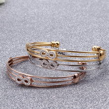Load image into Gallery viewer, Fashion and Elegant Plated Rose Gold Infinity Symbol Multilayer 316L Stainless Steel Bangle with Cubic Zirconia