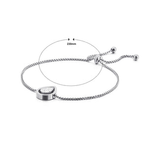 Simple and Fashion Water Drop-shaped 316L Stainless Steel Bracelet with Cubic Zirconia