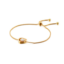 Load image into Gallery viewer, Simple and Sweet Plated Gold Heart-shaped 316L Stainless Steel Bracelet with Cubic Zirconia