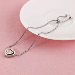 Simple and Sweet Heart-shaped 316L Stainless Steel Bracelet with Cubic Zirconia