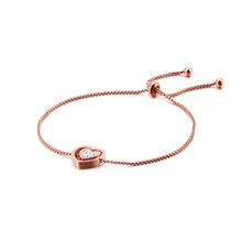 Load image into Gallery viewer, Simple and Sweet Plated Rose Gold Heart-shaped 316L Stainless Steel Bracelet with Cubic Zirconia