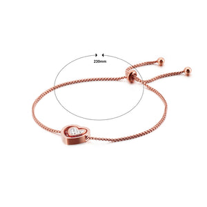 Simple and Sweet Plated Rose Gold Heart-shaped 316L Stainless Steel Bracelet with Cubic Zirconia