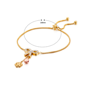 Fashion and Simple Plated Gold Ribbon Snowflake 316L Stainless Steel Bracelet with Cubic Zirconia