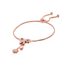 Load image into Gallery viewer, Fashion Simple Plated Rose Gold Ribbon Snowflake 316L Stainless Steel Bracelet with Cubic Zirconia