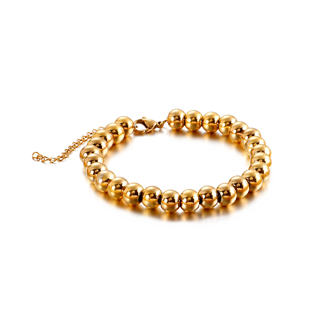 Simple Personality Plated Gold Geometric Bead 316L Stainless Steel Bracelet
