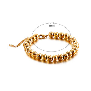 Simple Personality Plated Gold Geometric Bead 316L Stainless Steel Bracelet