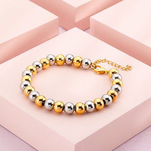 Simple Personality Two-color Geometric Round Bead 316L Stainless Steel Bracelet