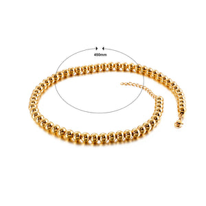 Fashion Simple Plated Gold Geometric Bead 316L Stainless Steel Necklace