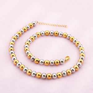 Fashion Simple Two-color Geometric Round Bead 316L Stainless Steel Necklace