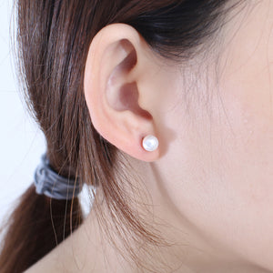 Simple and Elegant Plated Gold Geometric 6mm Imitation Pearl 316L Stainless Steel Stud Earrings