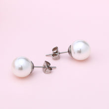 Load image into Gallery viewer, Simple and Fashion Geometric 8mm Imitation Pearl 316L Stainless Steel Stud Earrings