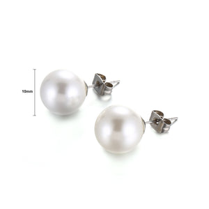 Simple and Fashion Geometric 10mm Imitation Pearl 316L Stainless Steel Stud Earrings