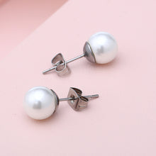 Load image into Gallery viewer, Simple and Fashion Geometric 10mm Imitation Pearl 316L Stainless Steel Stud Earrings