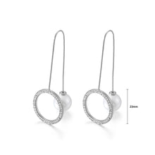 Load image into Gallery viewer, Simple and Fashion Geometric Circle Cubic Zirconia Tassel 316L Stainless Steel Earrings with Imitation Pearls